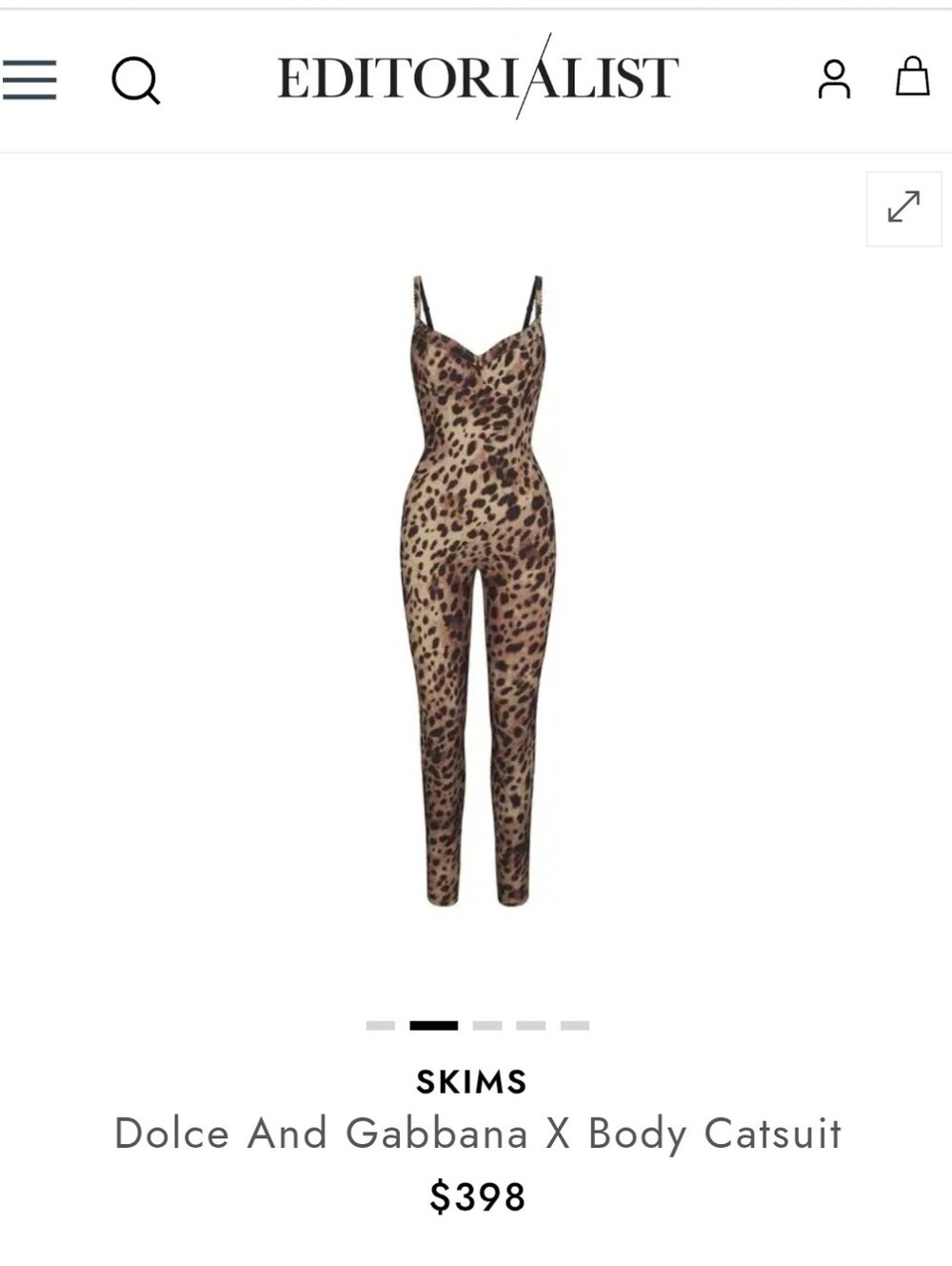 Dolce & Gabanna x Skims Catsuit Leopard Satin Small